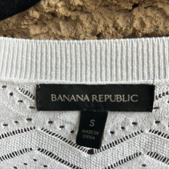 Banana Republic White Open Zigzag Weave Lightweight Sweater Size Small - Picture 3 of 5